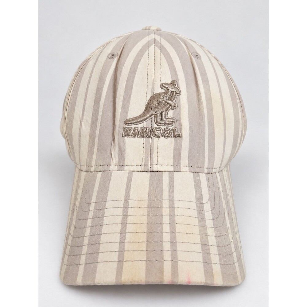 KANGOL BLUE KINGSLY 3D SHIRT STRIPE Tan Stone Y2K Flexfit Ball Cap